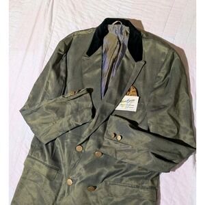 Dbl Breast Velvet Collar Smoking Jacket Iridescent Gold Btn Unstructured NWT 40S